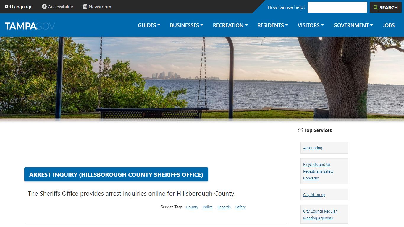 Arrest Inquiry (Hillsborough County Sheriffs Office) - City of Tampa