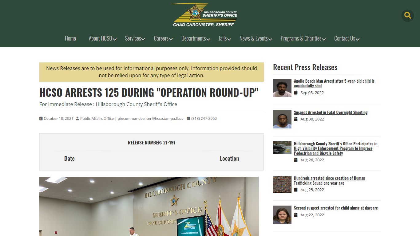 HCSO Arrests 125 During "Operation Round-Up" | HCSO, Tampa, FL